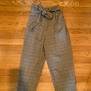 Plaid belted pants